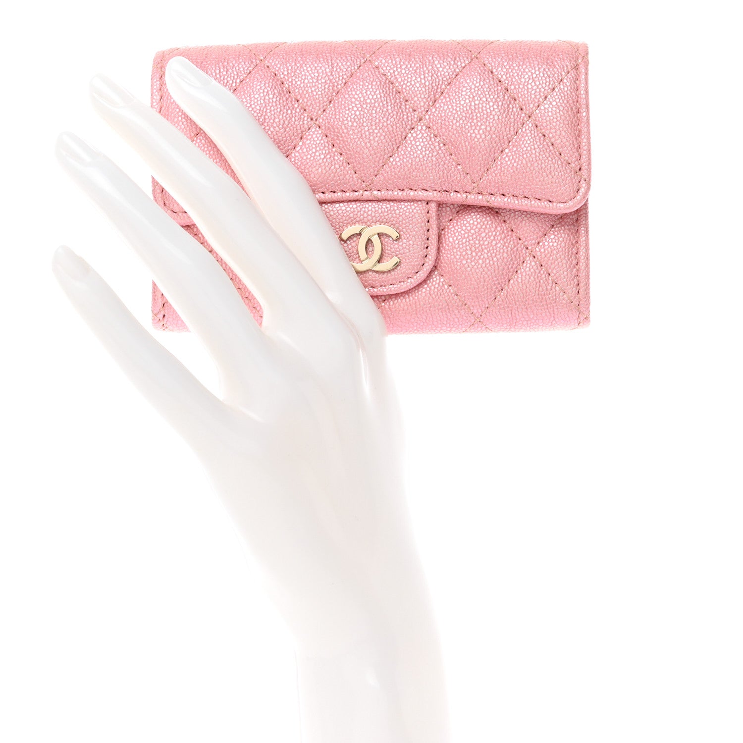 Chanel Iridescent Caviar Quilted Flap Card Holder Rose Pink 2 of 12