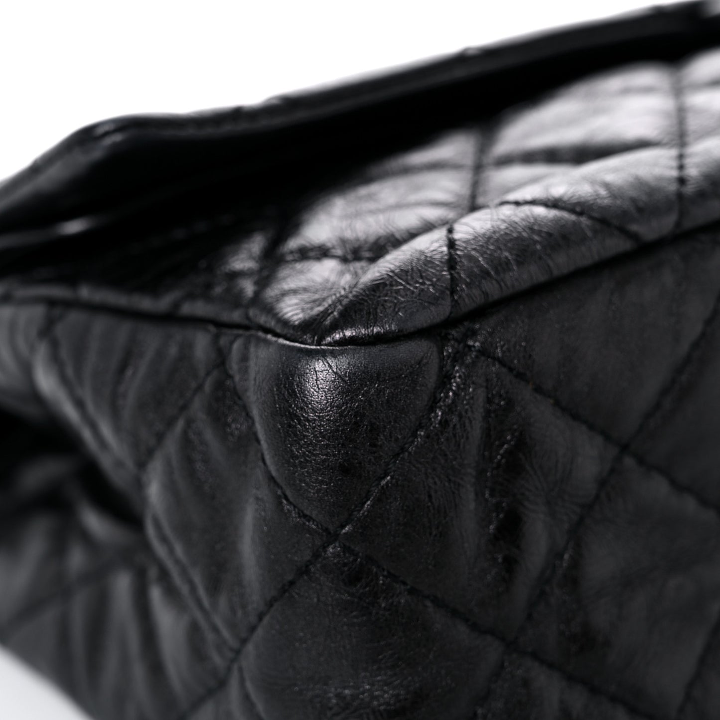 Metallic Aged Calfskin Quilted 2.55 Reissue 227 Flap So Black