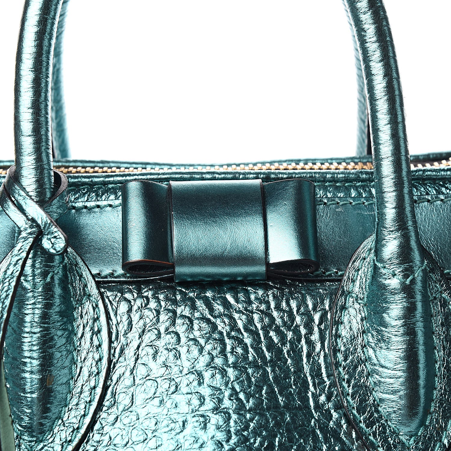 Burberry Metallic Calfskin Blaze Satchel Petrol Blue 11 of 12