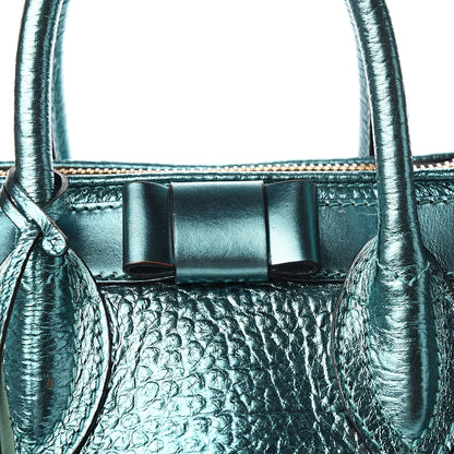 Burberry Metallic Calfskin Blaze Satchel Petrol Blue 11 of 12