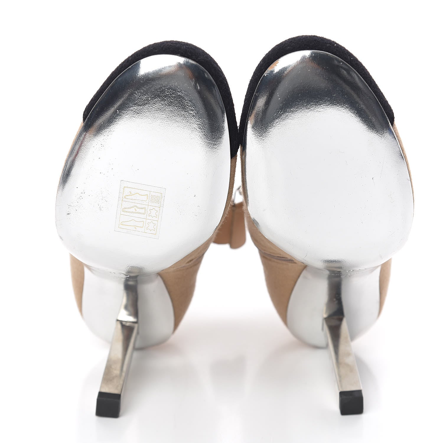 Chanel Wool Felt CC Cap Toe Short Boots 37 Beige Black 6 of 9