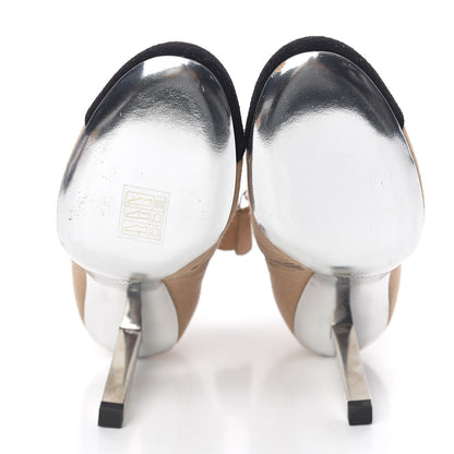 Chanel Wool Felt CC Cap Toe Short Boots 37 Beige Black 6 of 9