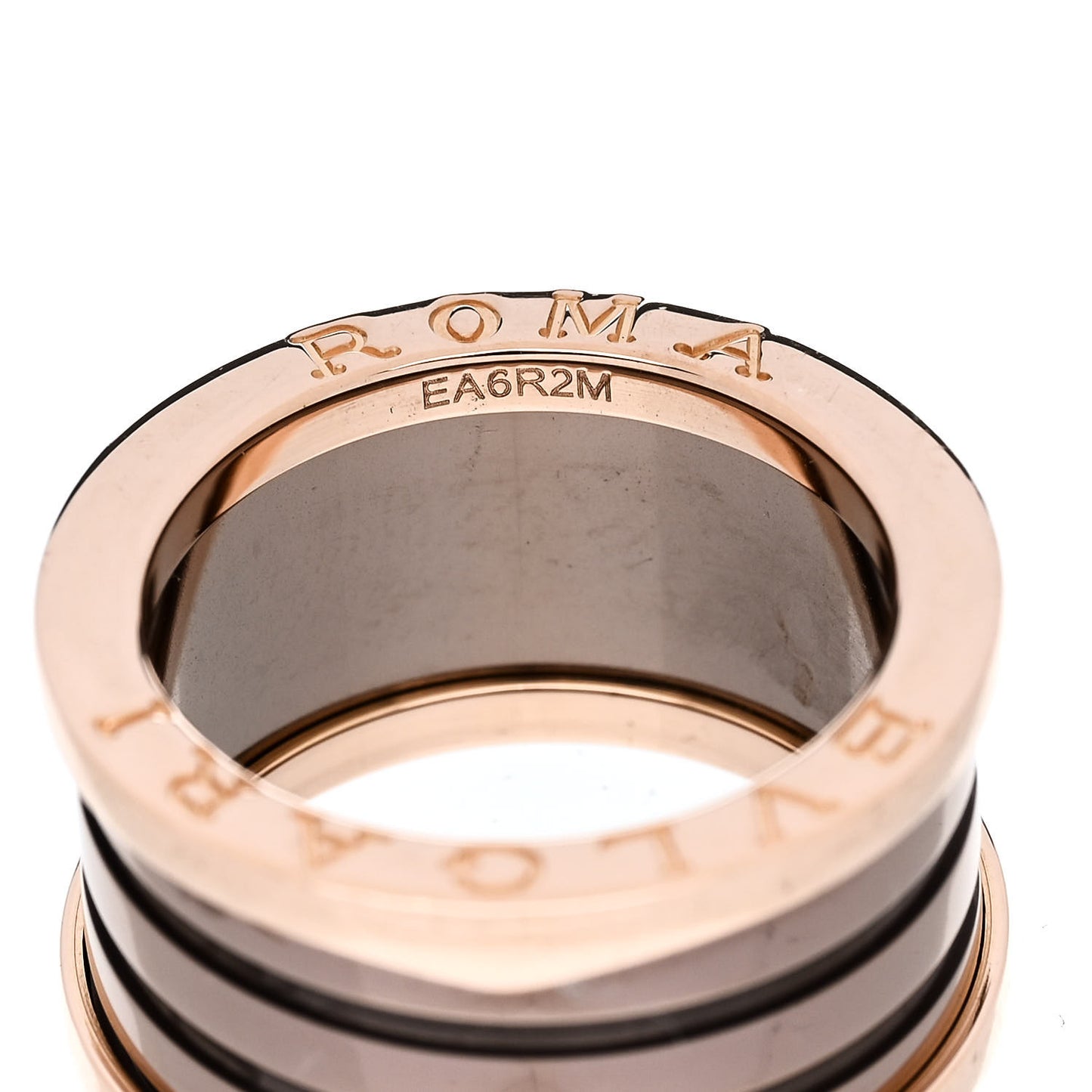 18K Rose Gold Bronze Cermet B.Zero1 Roma Four-Band Ring 52 6