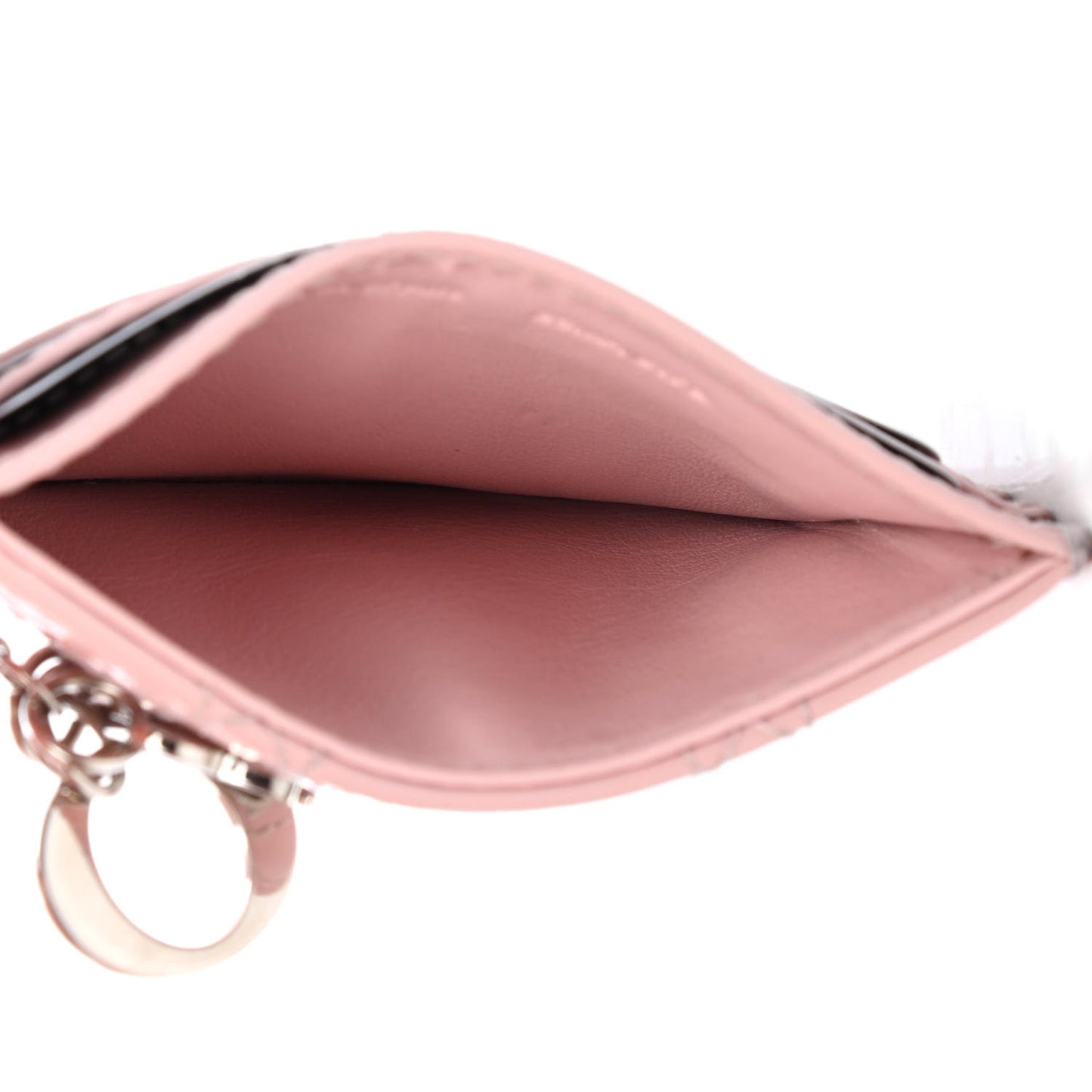 Patent Cannage Lady Dior Card Holder Rose Clair