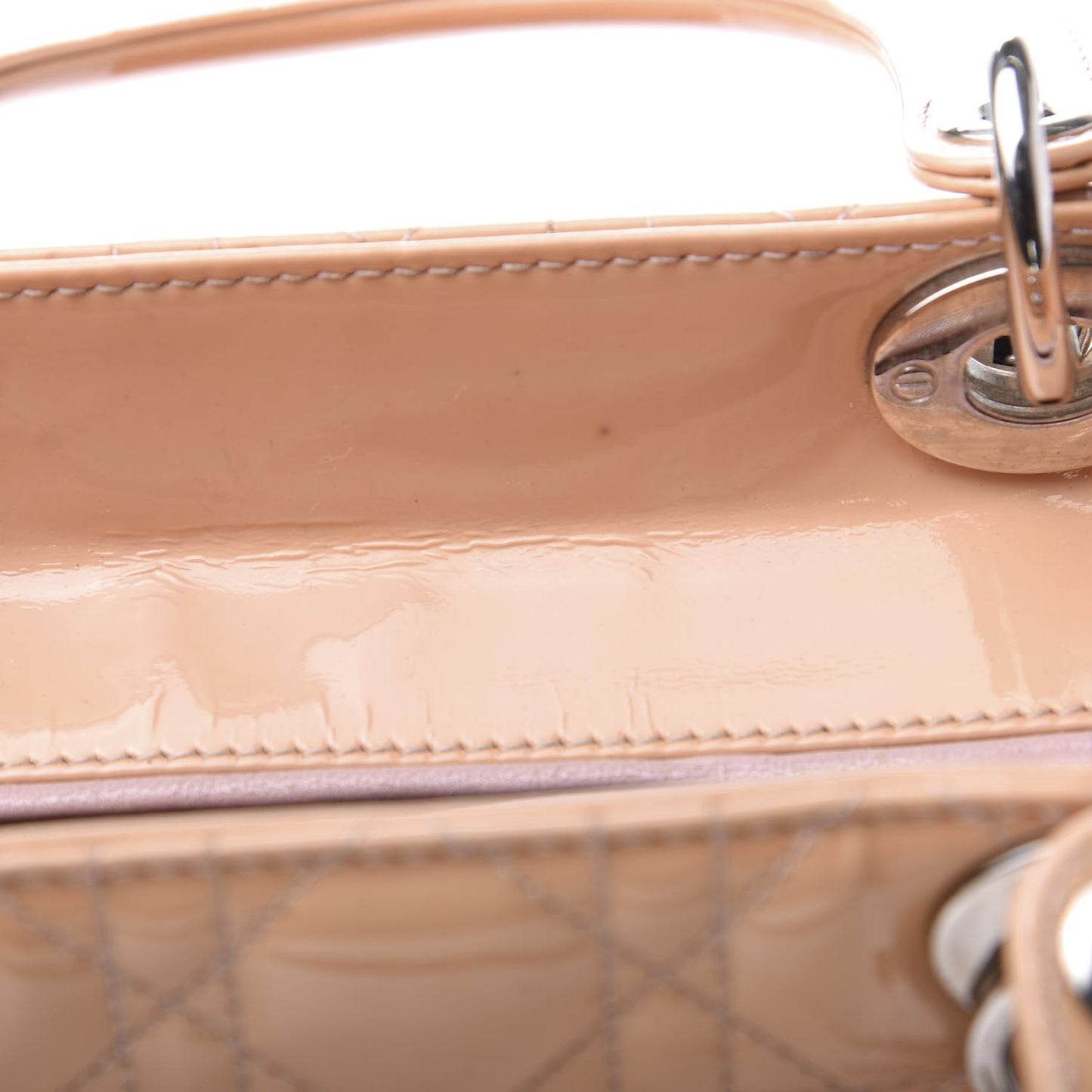 Patent Cannage Medium Lady Dior Beige