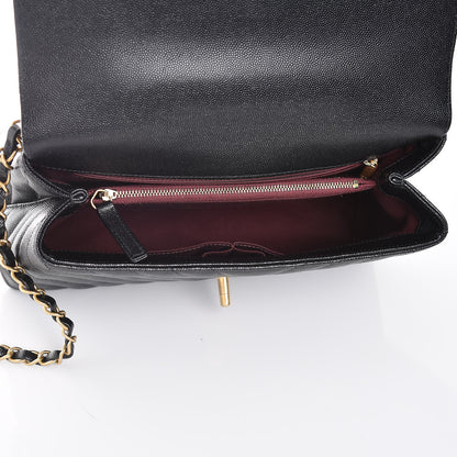 Chanel Caviar Chevron Quilted Small Coco Handle Flap Black 5 of 8