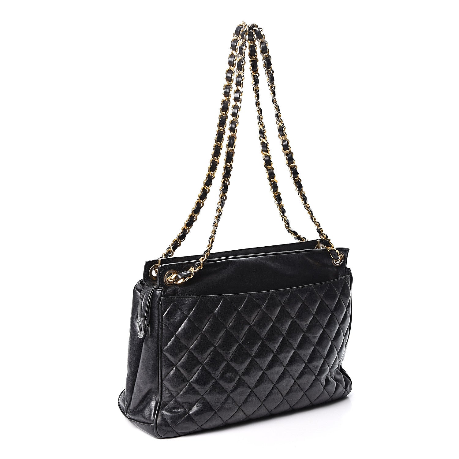 Chanel Lambskin Quilted Shopping Tote Black 2 of 8