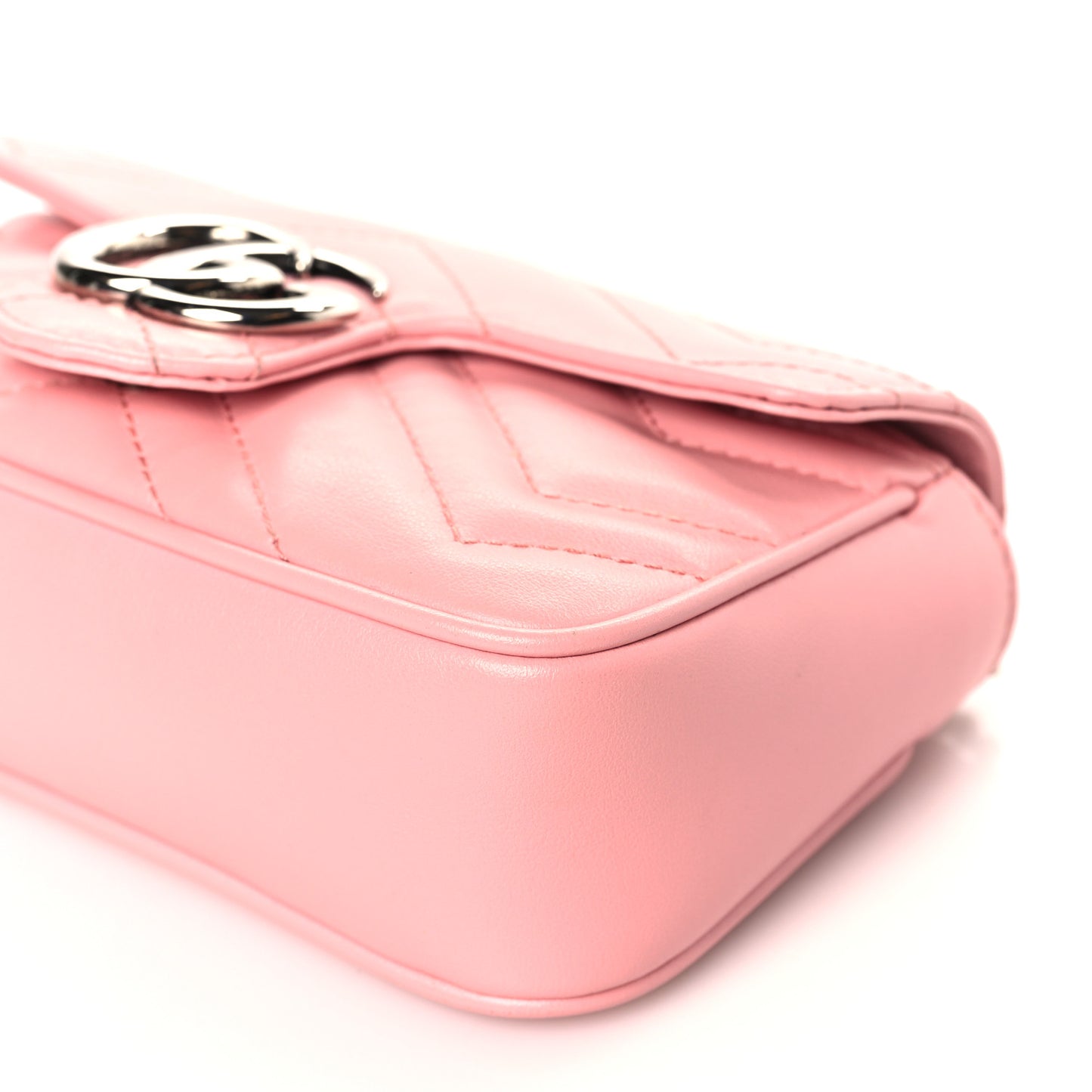 Calfskin Matelasse Super Mini GG Marmont Shoulder Bag Wild Rose