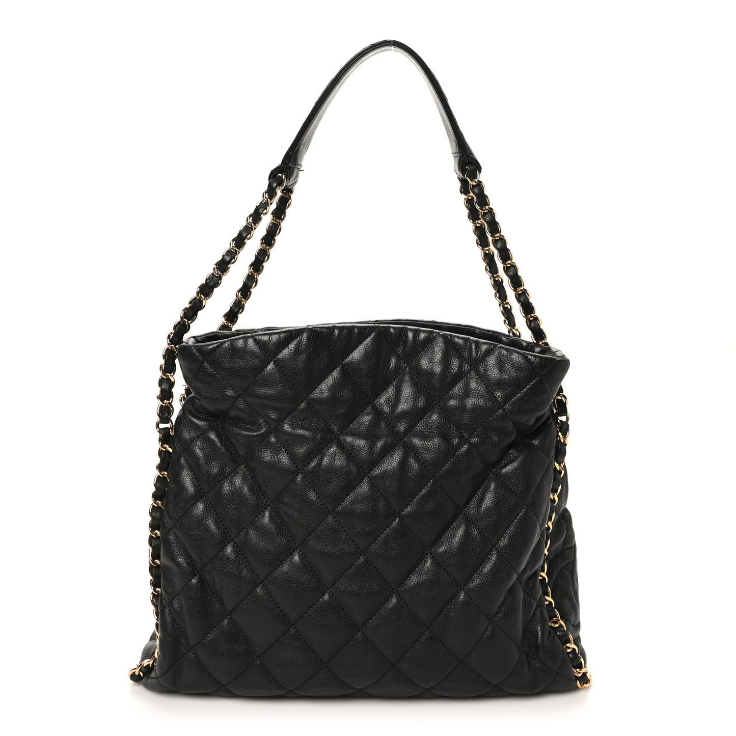 Calfskin Quilted Medium Chain Me Hobo Black
