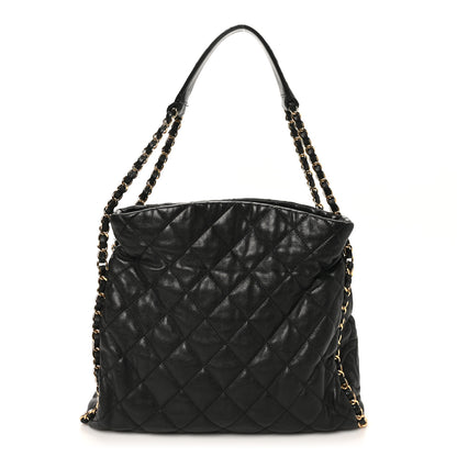 Chanel Calfskin Quilted Medium Chain Me Hobo Black 1 of 10