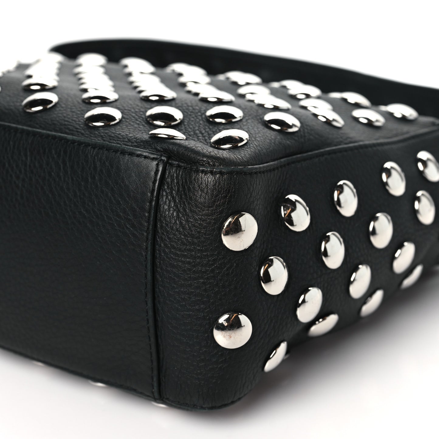 Pebbled Sport Calfskin Studded Elena Black