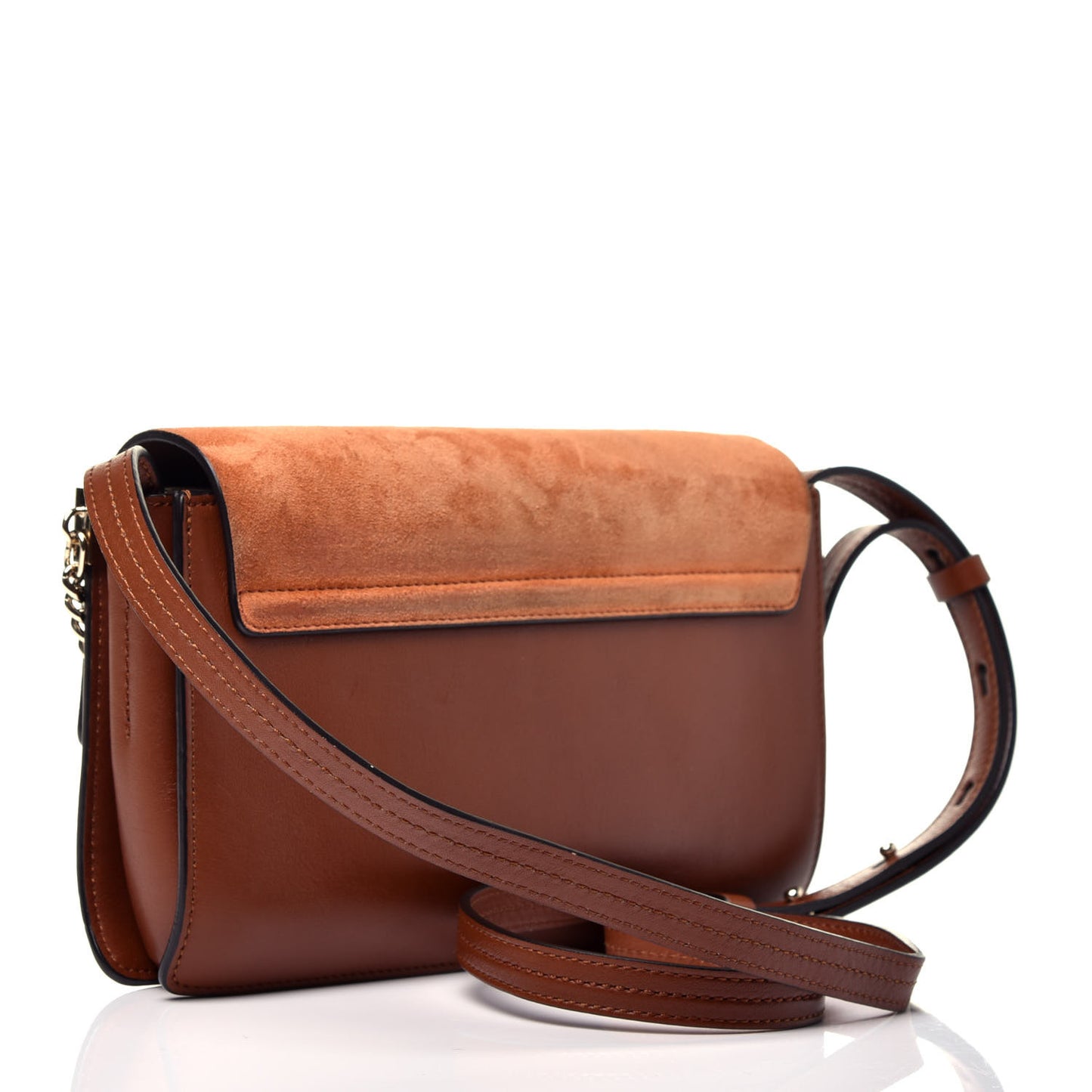 Suede Calfskin Small Faye Shoulder Bag Tobacco