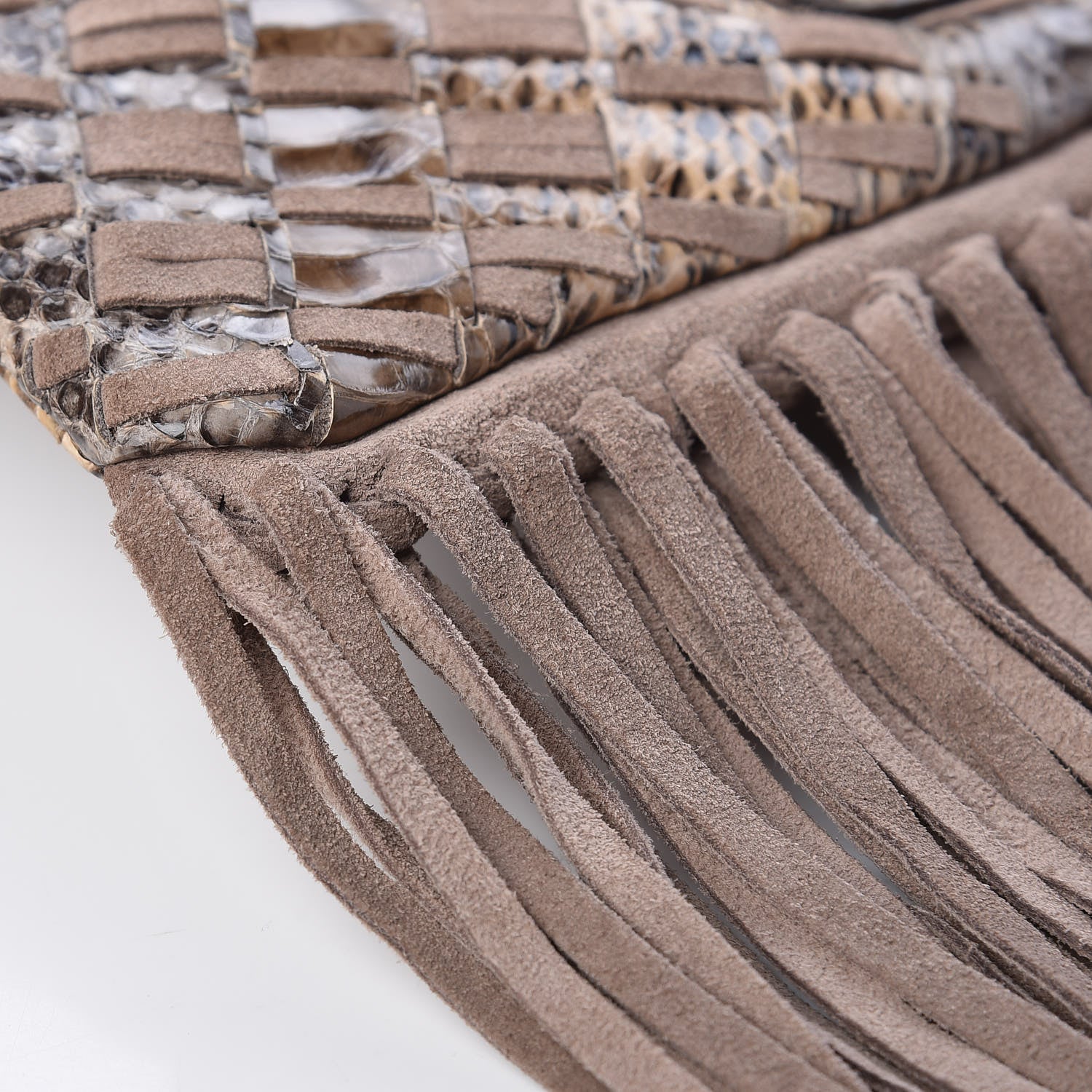 Jimmy Choo Snakeskin Suede Fringe Tita Convertible Clutch 9 of 10