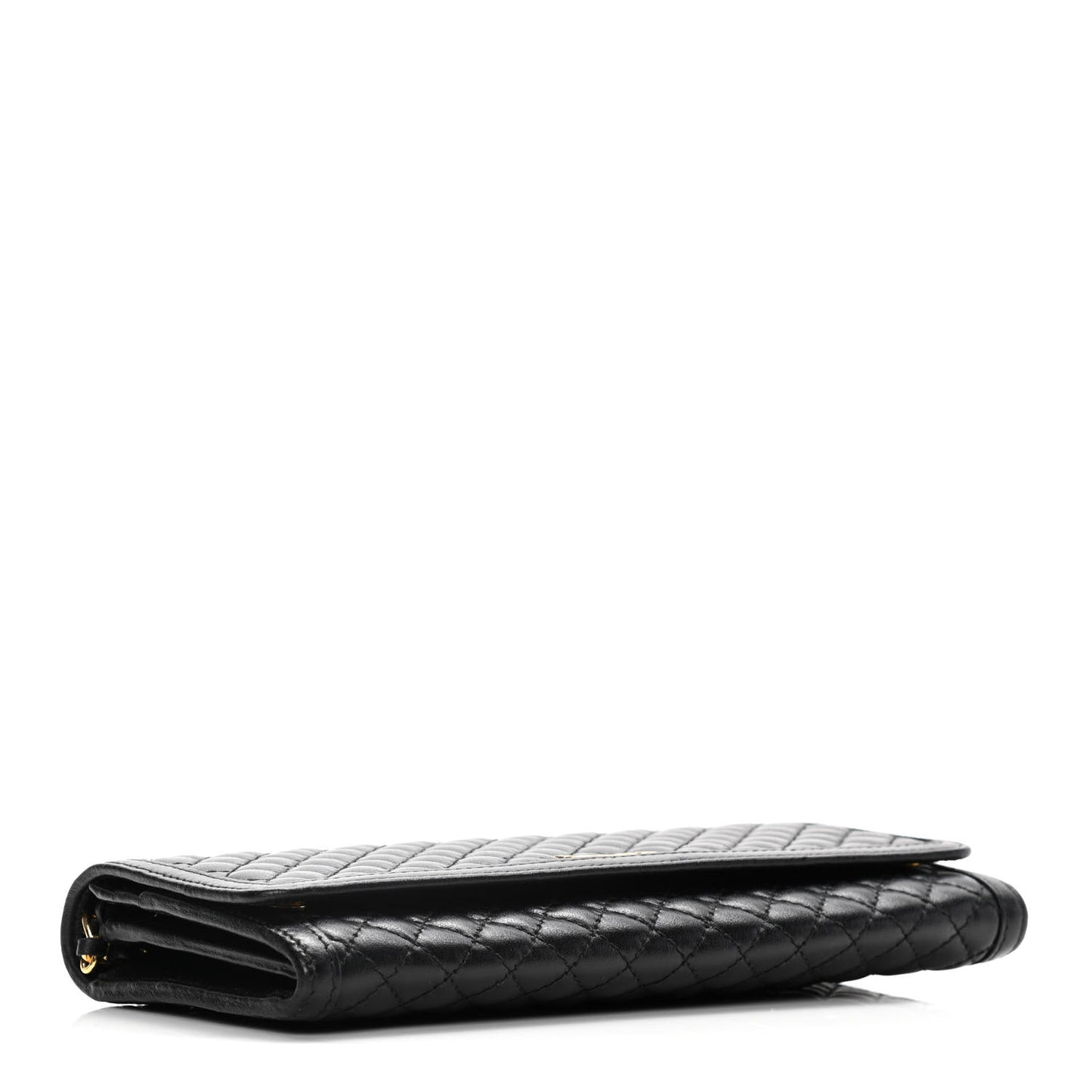 Soft Calfskin Quilted Chain Wallet Black