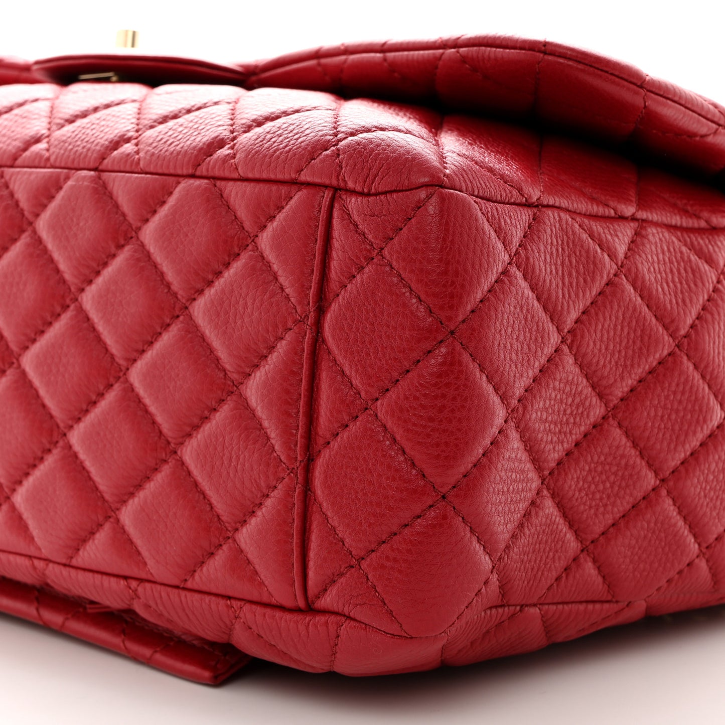 Metallized Calfskin Quilted Small XXL Travel Flap Bag Red