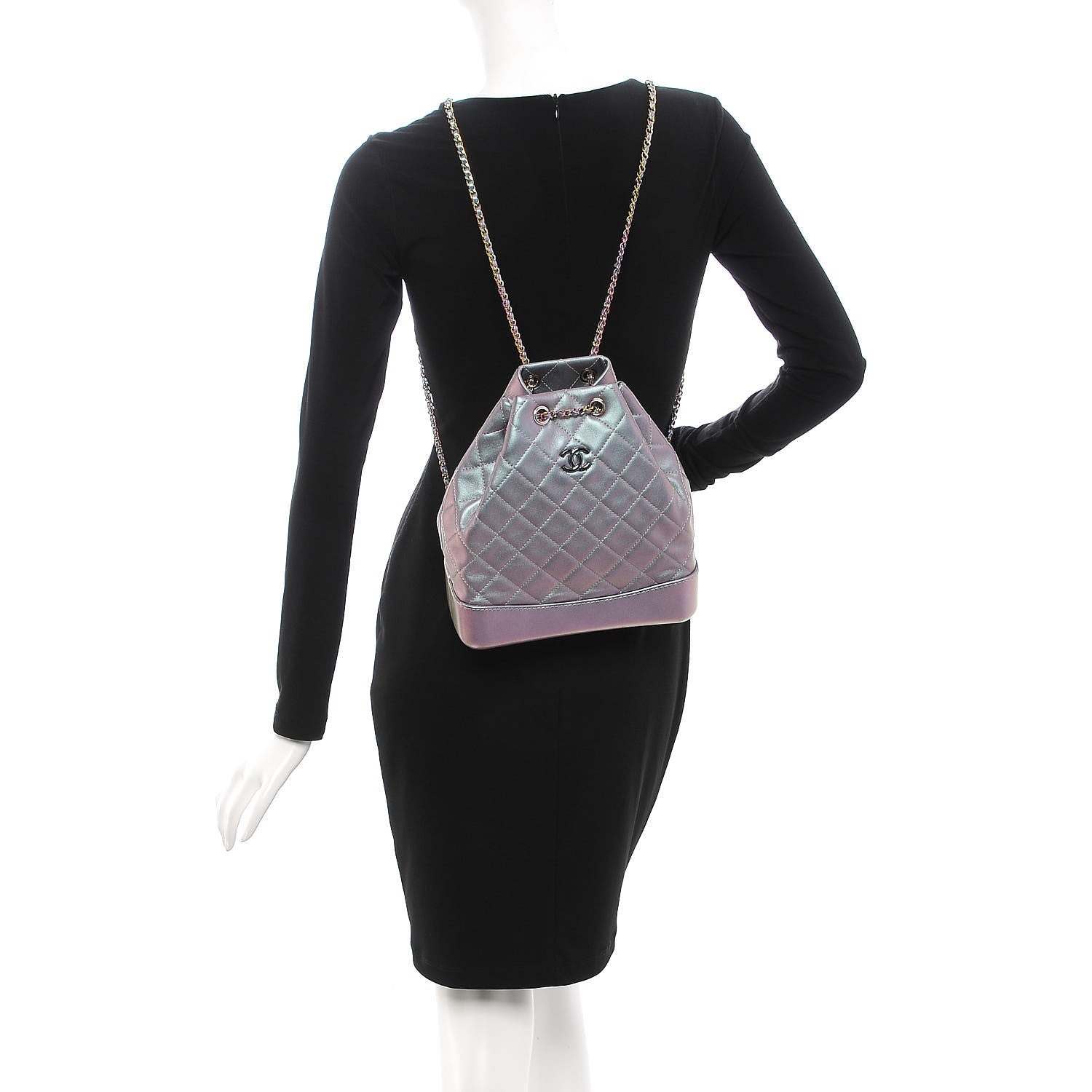Chanel Iridescent Lambskin Calfskin Quilted Gabrielle Backpack Light Purple 2 of 7