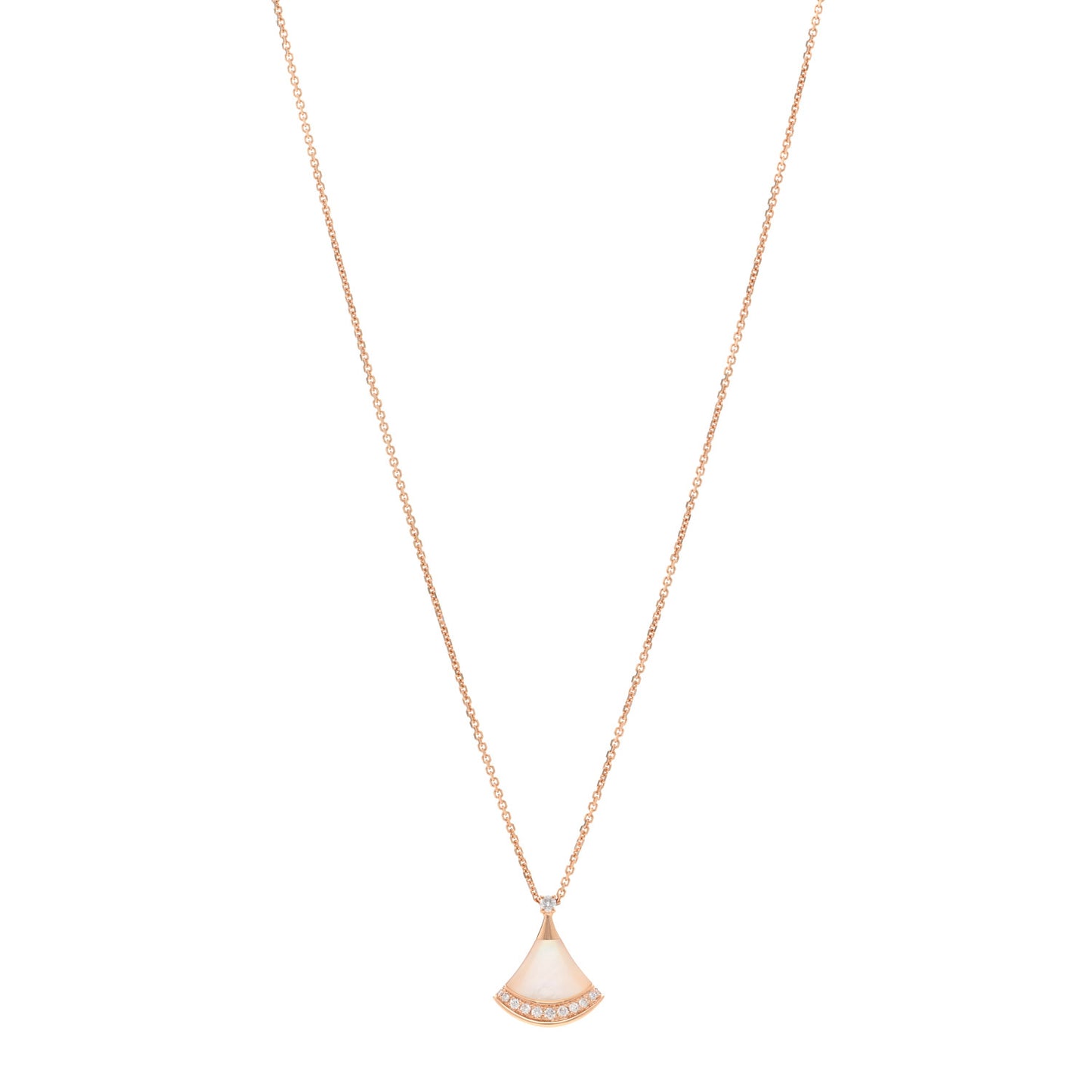 18K Rose Gold Diamond Mother of Pearl Divas' Dream Pave Pendant Necklace