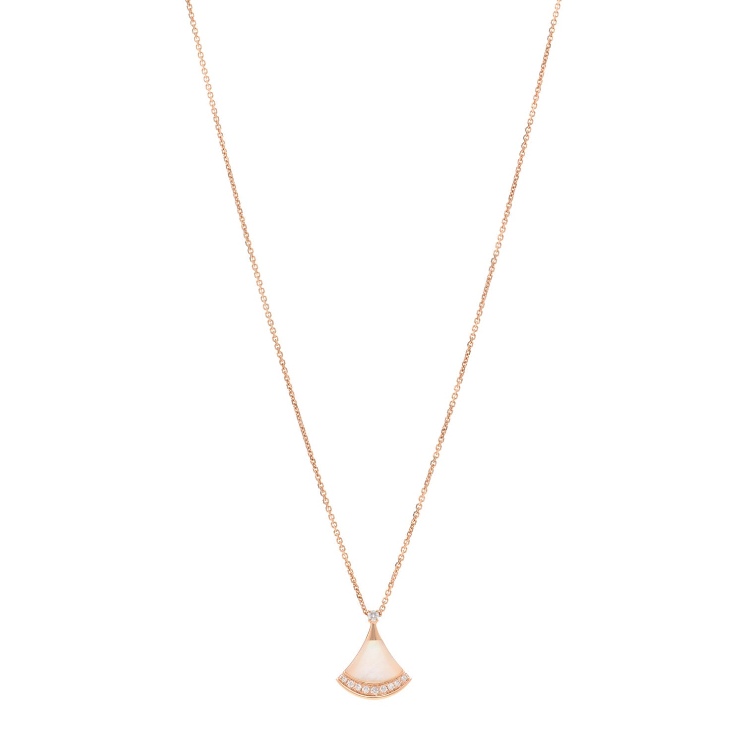 Bulgari 18K Rose Gold Diamond Mother of Pearl Divas' Dream Pave Pendant Necklace 1 of 5