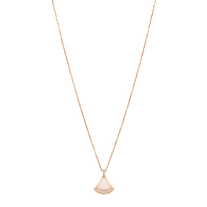 Bulgari 18K Rose Gold Diamond Mother of Pearl Divas' Dream Pave Pendant Necklace 1 of 5