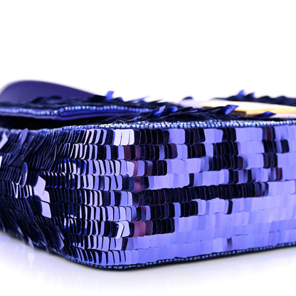 Fendi Sequin Paillettes Shiny Nappa Sex and the City Baguette Viola Purple Rain 8 of 9
