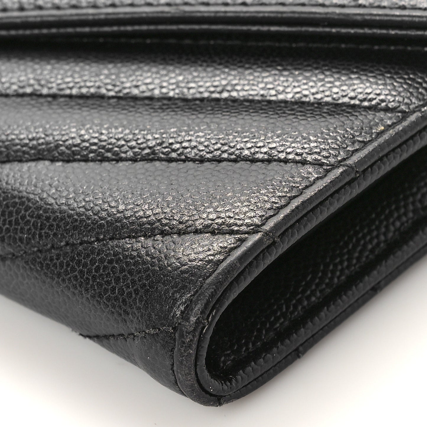 Grain De Poudre Matelasse Chevron Monogram Flap Wallet Black