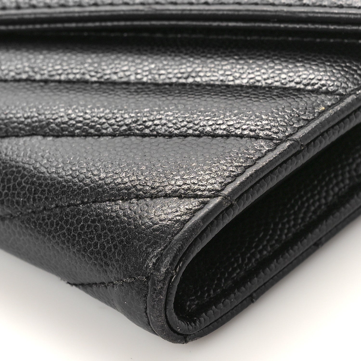 Saint Laurent Grain De Poudre Matelasse Chevron Monogram Flap Wallet Black 8 of 10