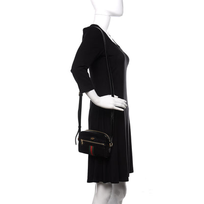Gucci Suede Patent Web Mini Ophidia Shoulder Bag Black 1 of 10