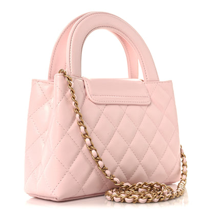 Chanel Shiny Aged Calfskin Quilted Nano Kelly Shopper Light Pink 3 of 11