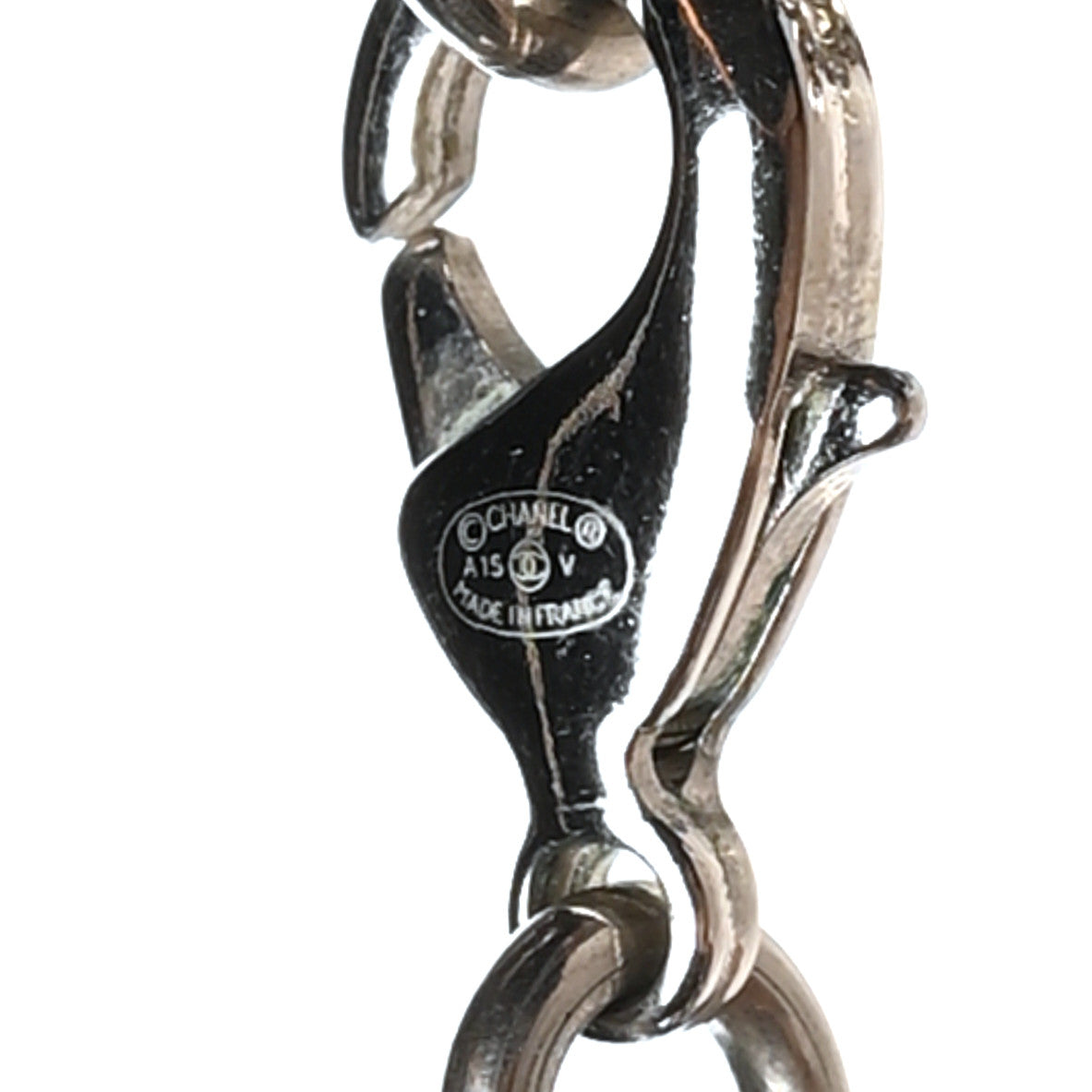 Chanel Graduated Pearl Crystal CC Long Necklace Silver 5 of 5