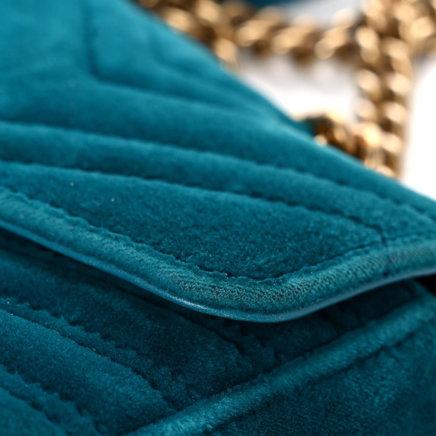 Velvet Matelasse Small GG Marmont Shoulder Bag Pavone Cyan