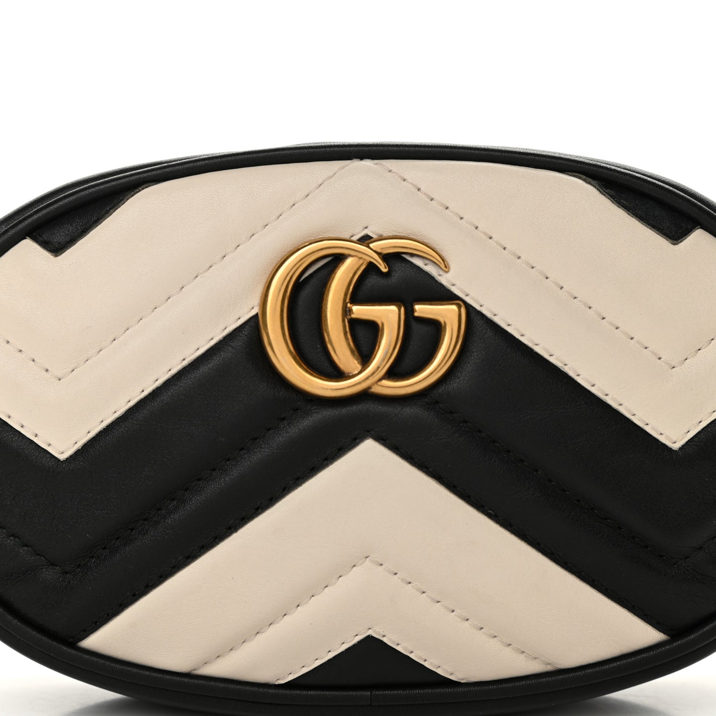 Calfskin Matelasse GG Marmont Belt Bag 85 34 Black White
