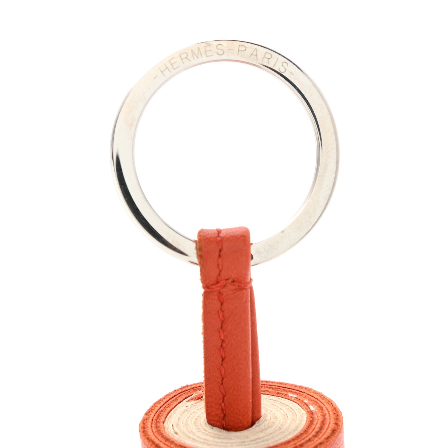 Hermes Lambskin Bicolor Carmen Tassel Key Holder Cornaline Orange Pale 4 of 4