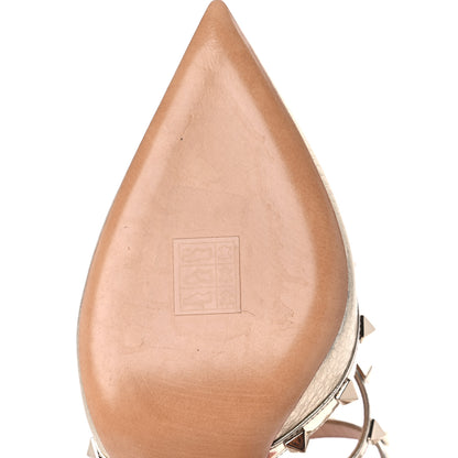 Valentino Garavani Metallic Pebbled Calfskin Rockstud 90mm Cage Mules 40 Platino 7 of 9