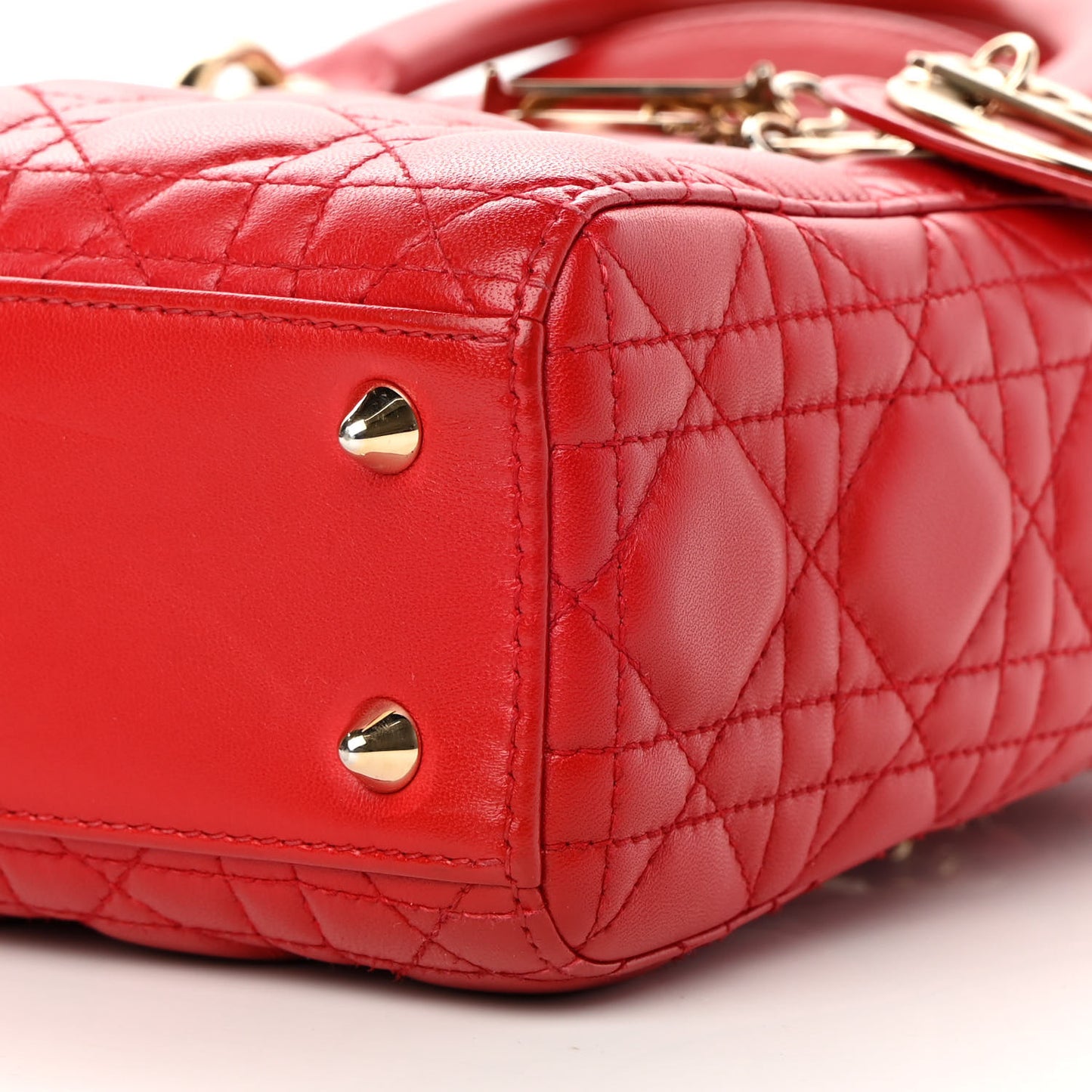 Lambskin Cannage Small Lucky Badges My Lady Dior Red