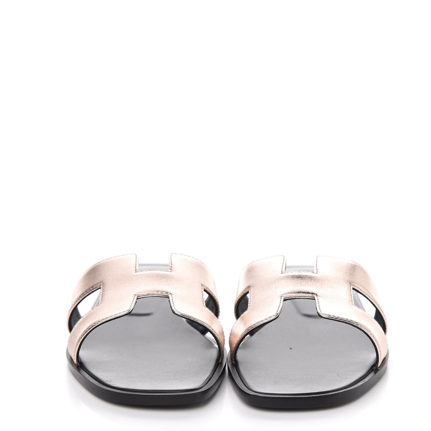 Metallic Calfskin Oran Sandals 38.5 Rose Dore