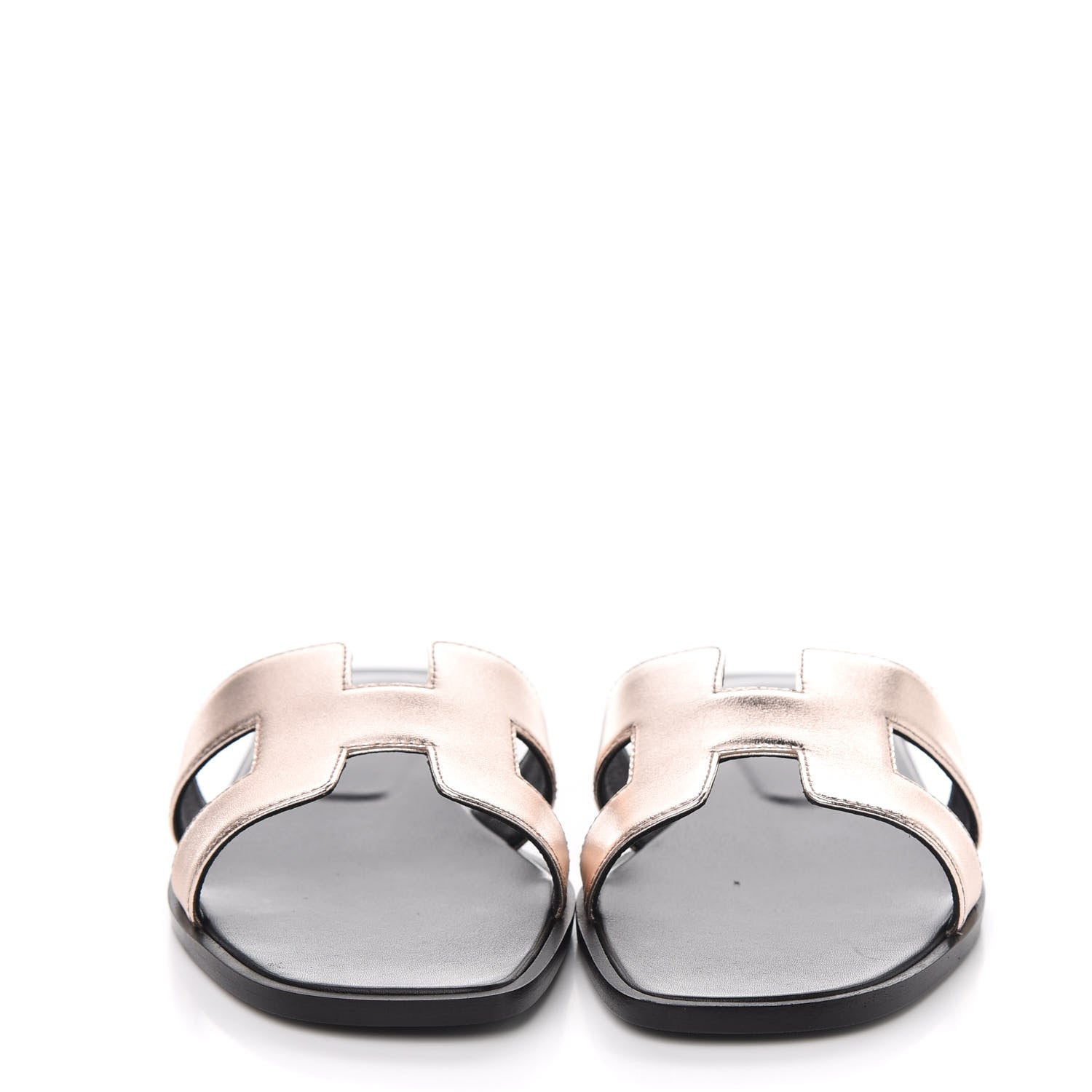 Hermes Metallic Calfskin Oran Sandals 38.5 Rose Dore 2 of 9