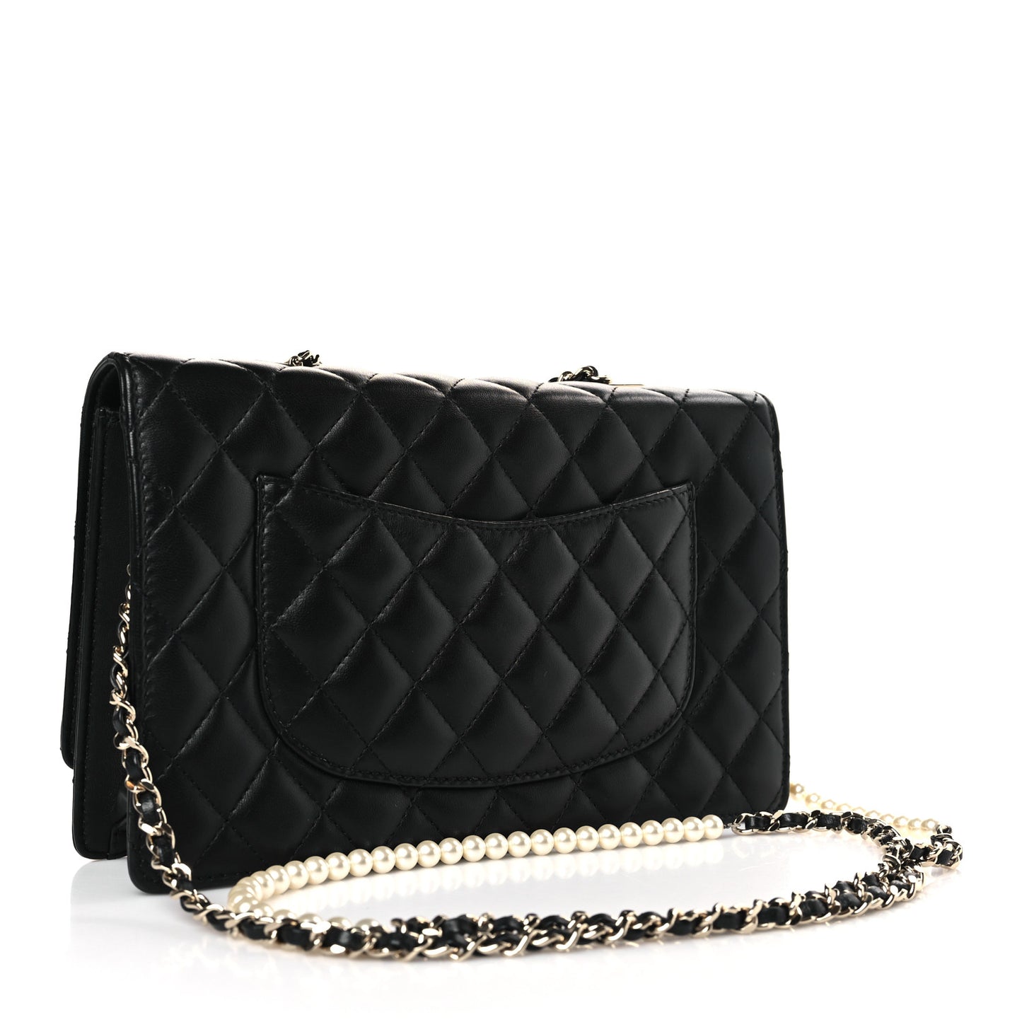 Lambskin Quilted Fantasy Pearl Flap Black