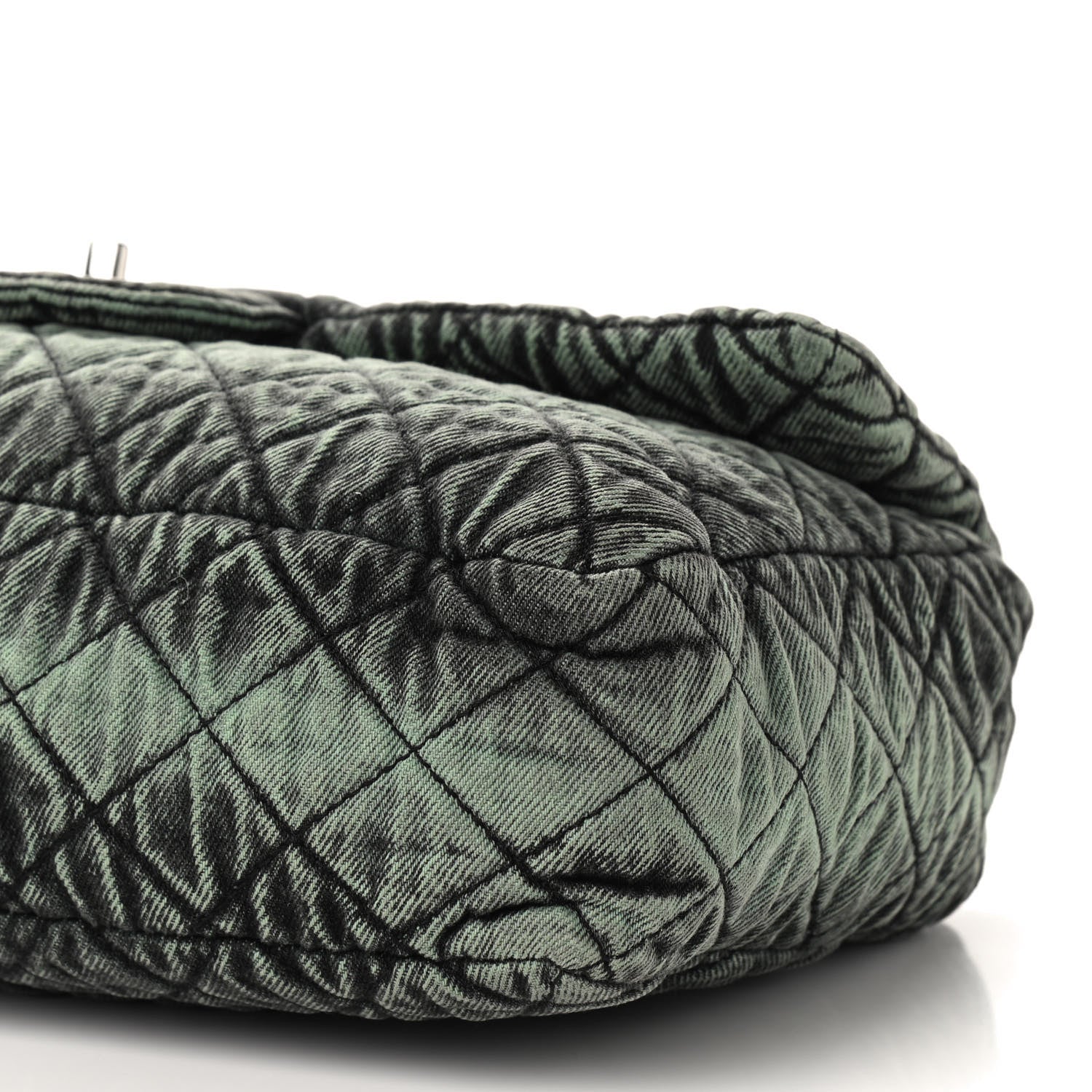 Chanel Denim Quilted Denimpression Flap Green Black 9 of 9