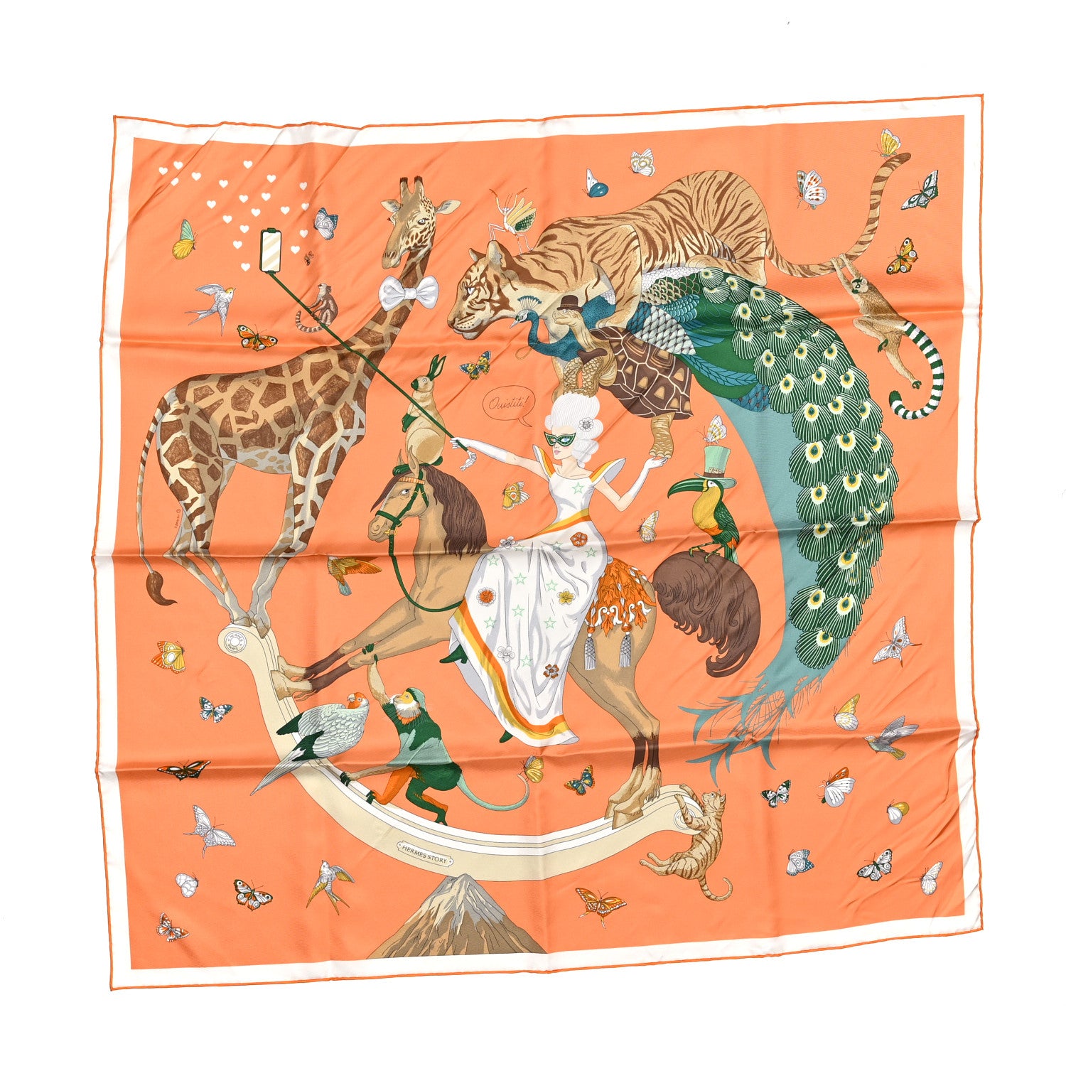 Hermes Silk Story 90 Scarf Abricot Beige Vert 1 of 4