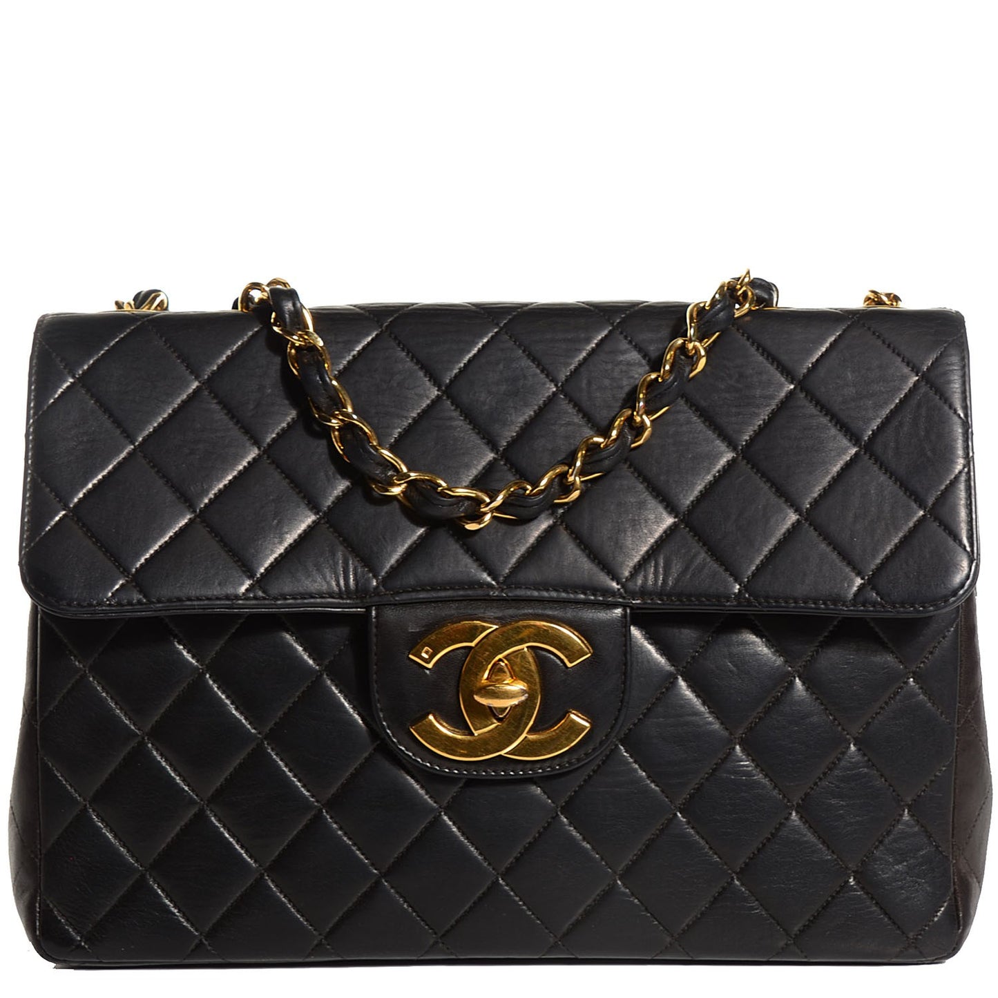 Lambskin Quilted XL Jumbo Flap Black