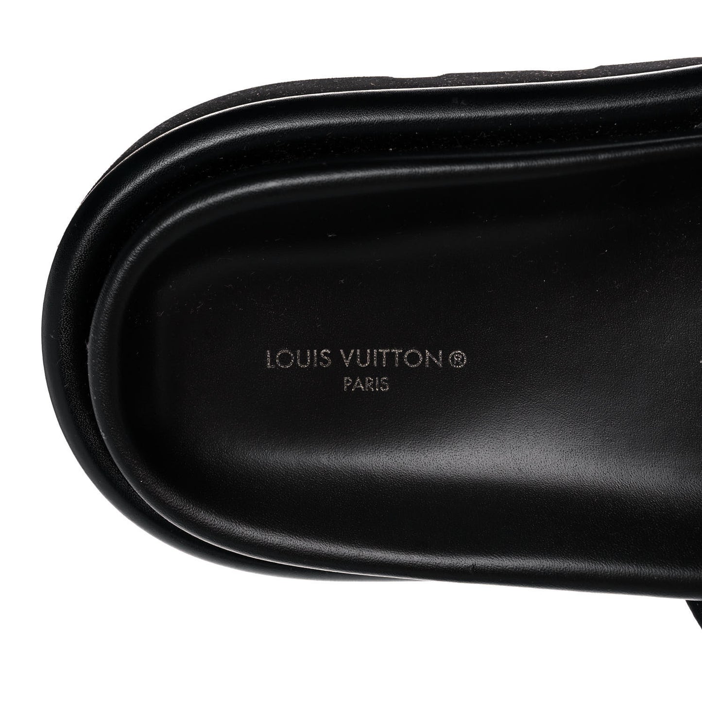 Technical Fabric Embossed Monogram Pool Pillow Comfort Mule 40 Black