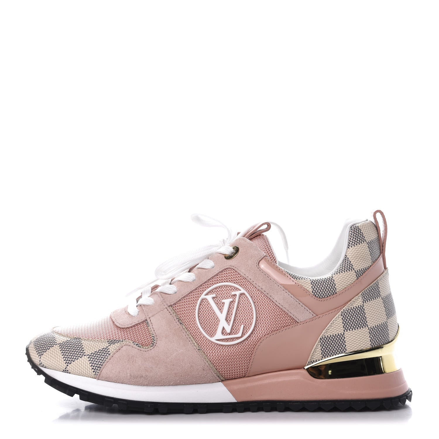 Louis Vuitton Suede Damier Azur Run Away Sneakers 38 Pink 1 of 9
