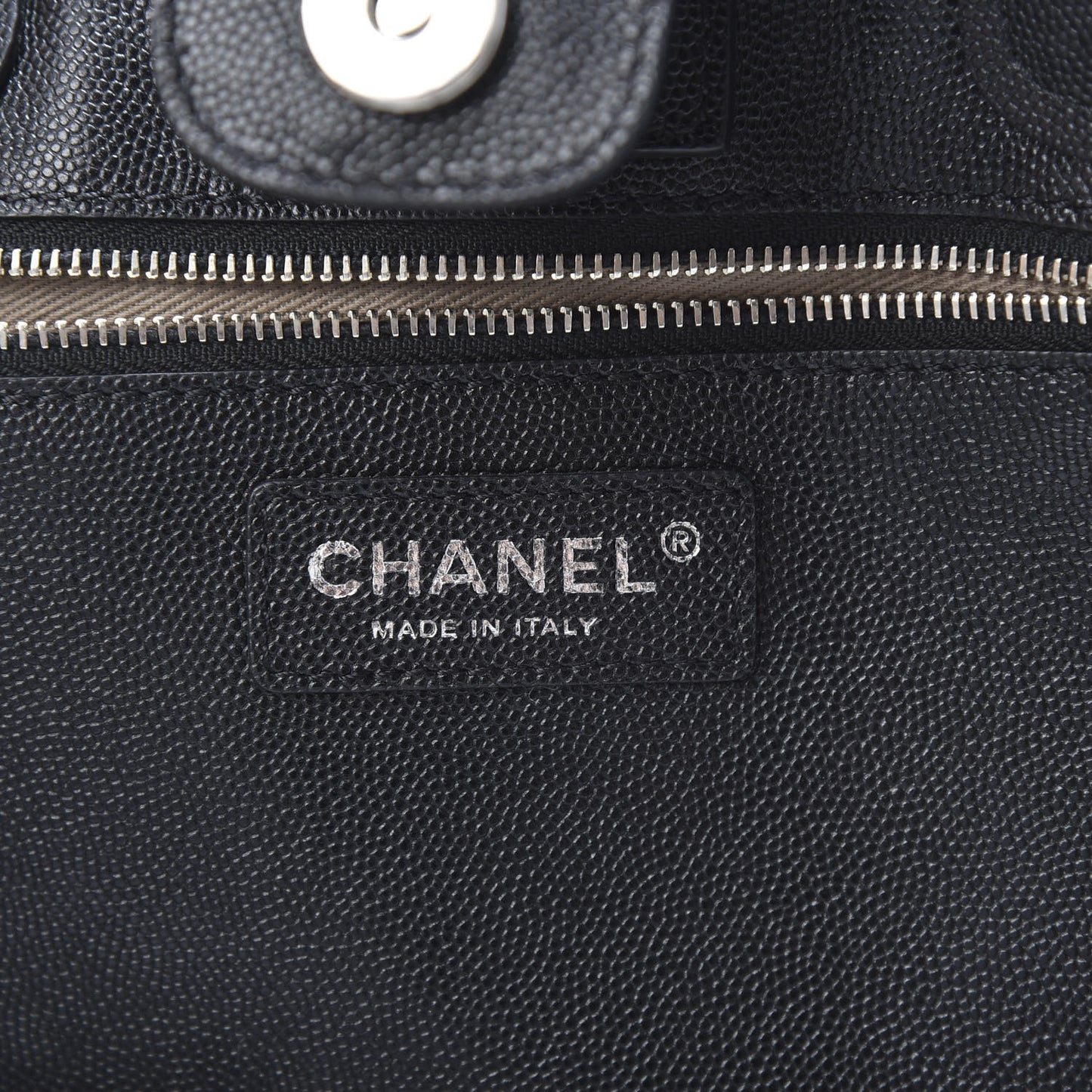 Caviar Stitched Large Shopping Tote Black