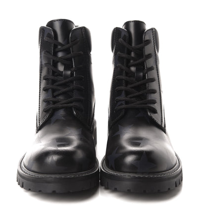 Valentino Garavani Calfskin Womens Donna Star Print Combat Boots 35.5 Black 2 of 9