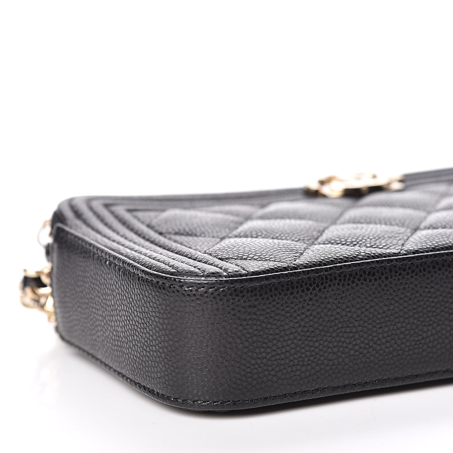 Caviar Quilted Small Boy Clutch With Chain Black