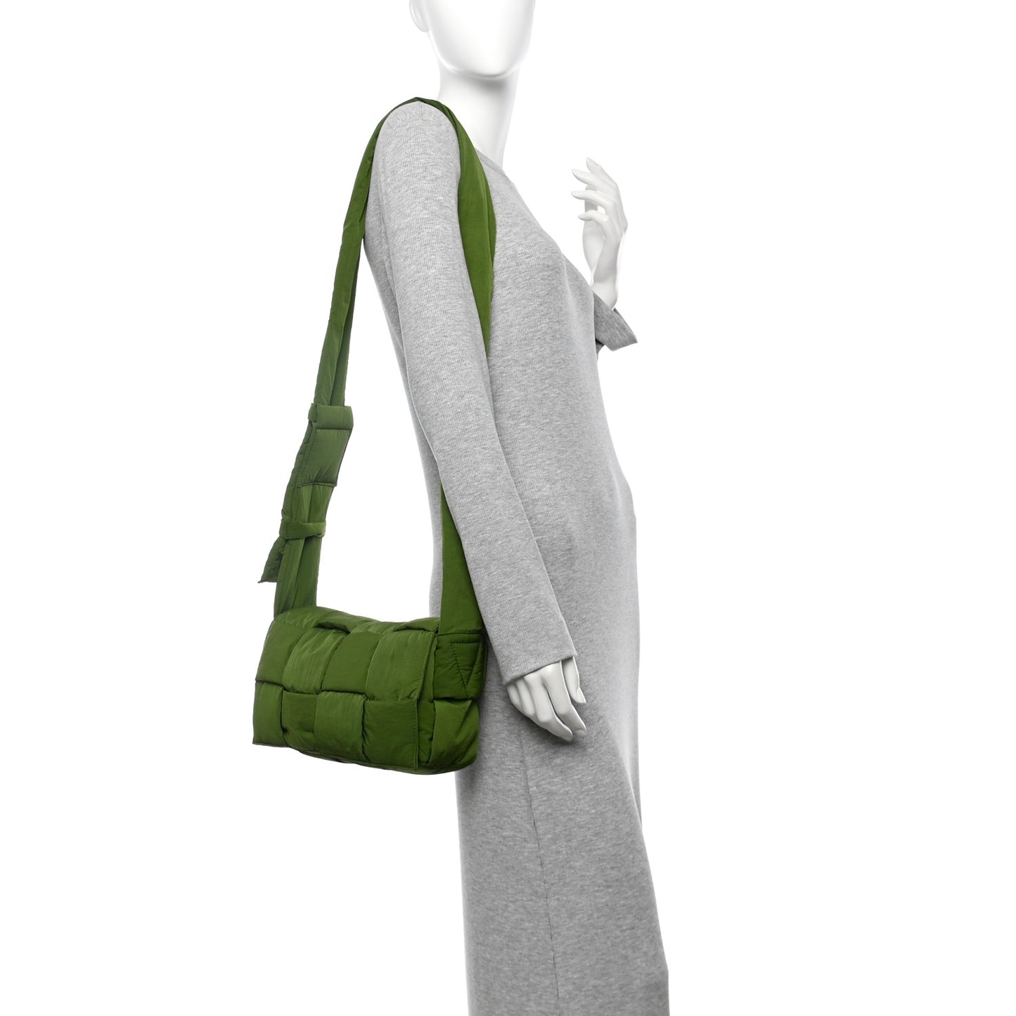 Nylon Intrecciato Padded Tech Cassette Bag Avocado
