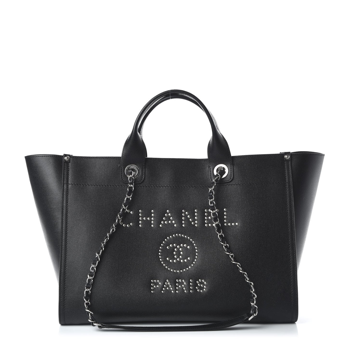 Caviar Large Studded Deauville Tote Black