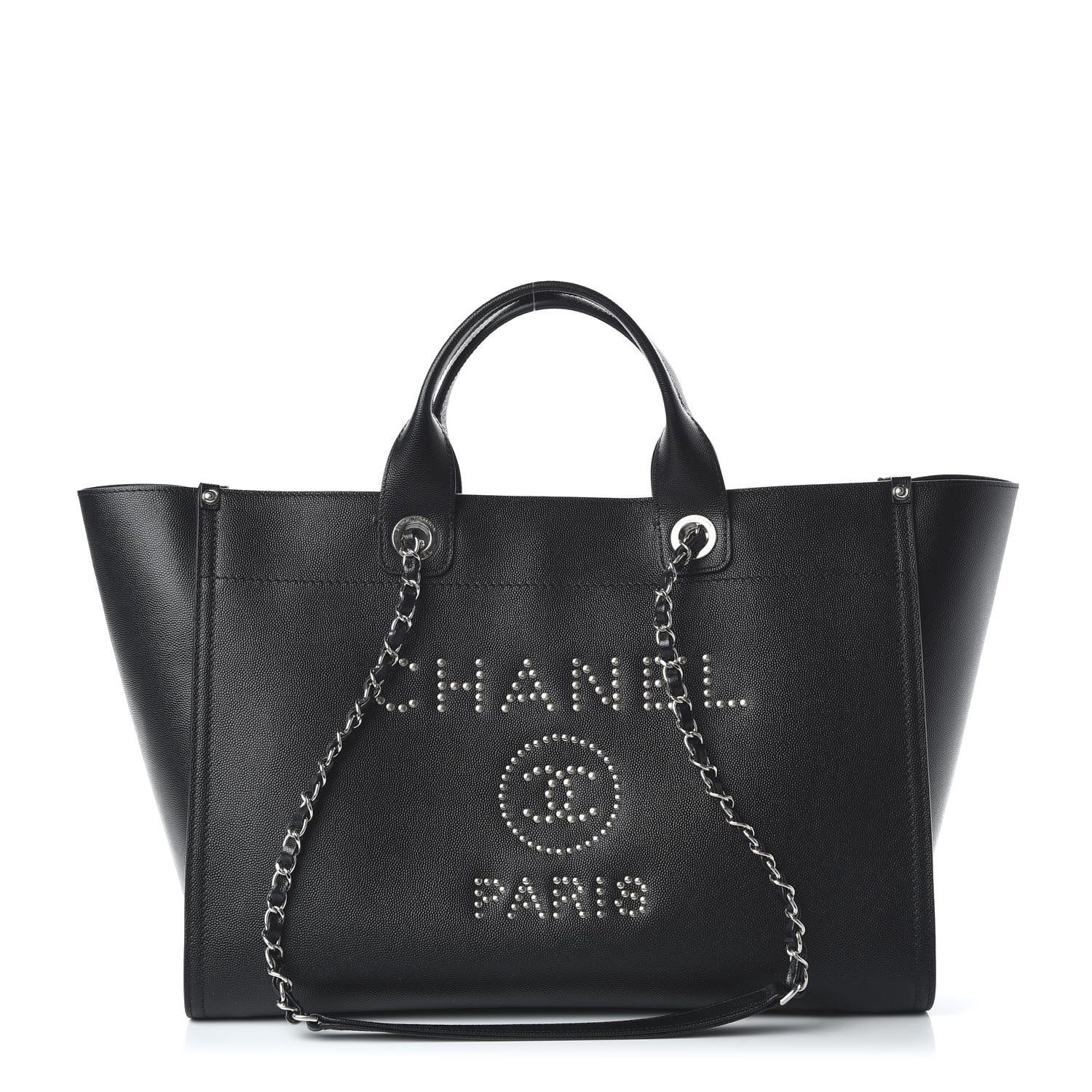 Chanel Caviar Large Studded Deauville Tote Black 1 of 9