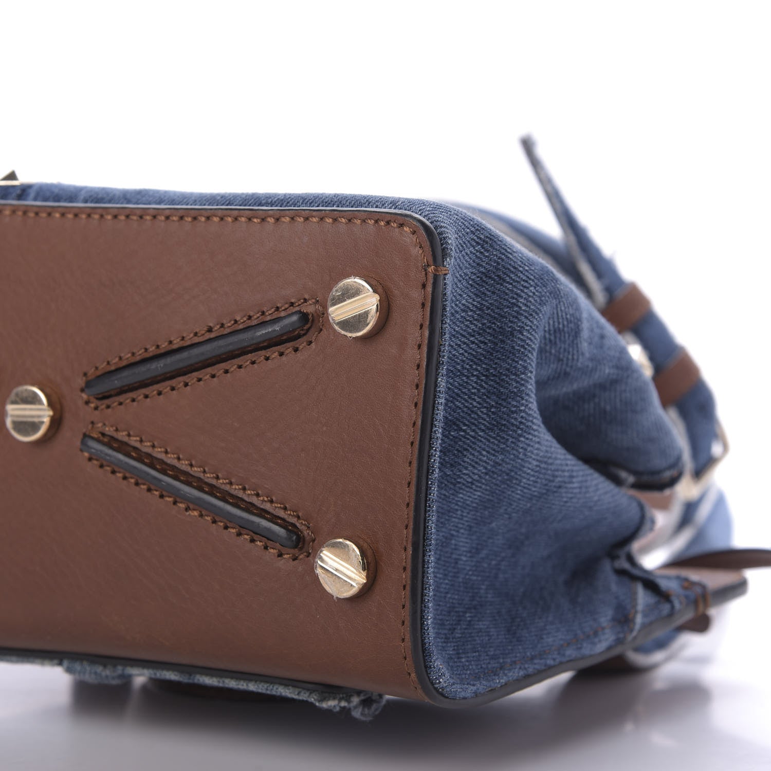 Valentino Garavani Calfskin Denim Rockstud Small Joylock Satchel Blue 7 of 10
