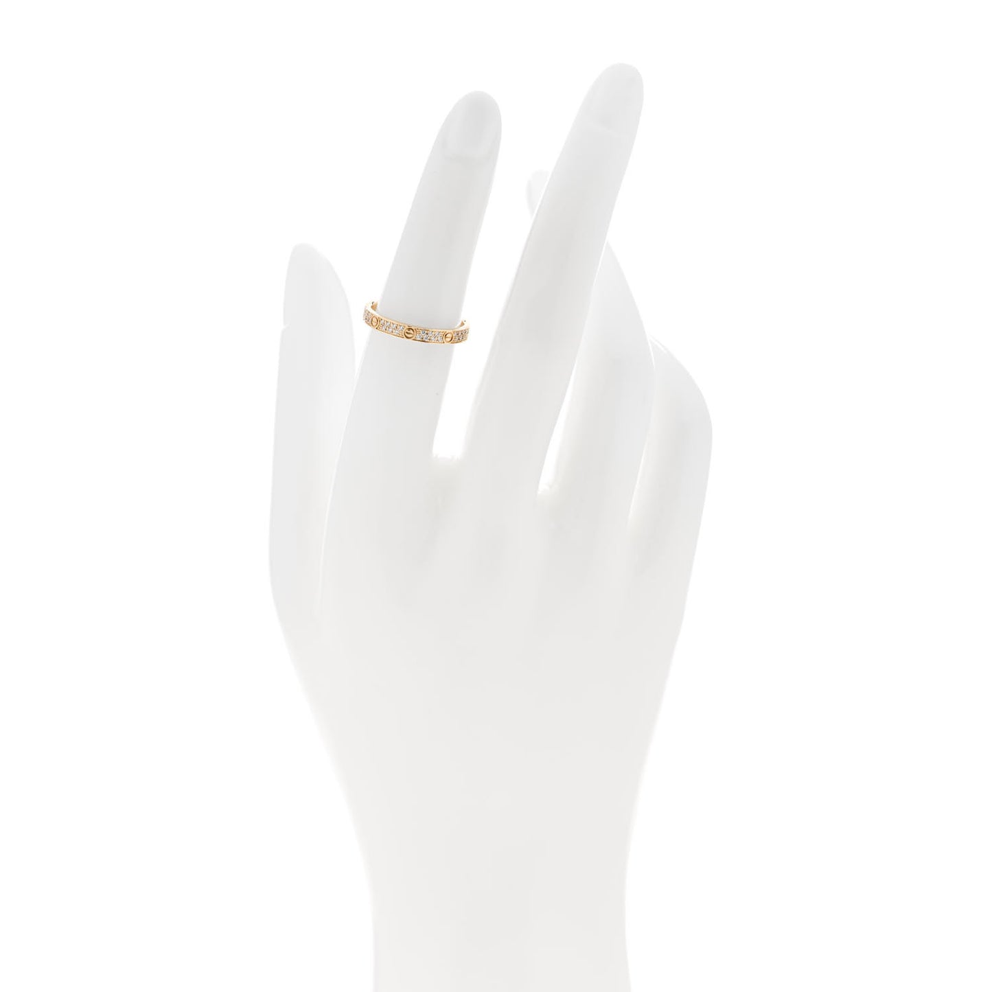 18K Yellow Gold Diamond 2.6mm LOVE Paved Band Ring 50 5.25